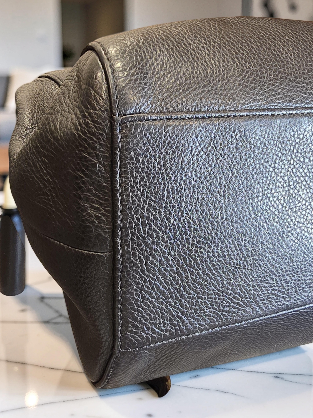 Coach Park Katheryn Black Pebbled Leather Triple Zip Carryall Satchel - Picture 5 of 15